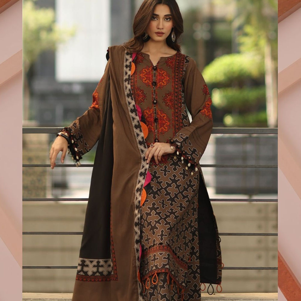 Brown Soft Slub Karandi Suit
