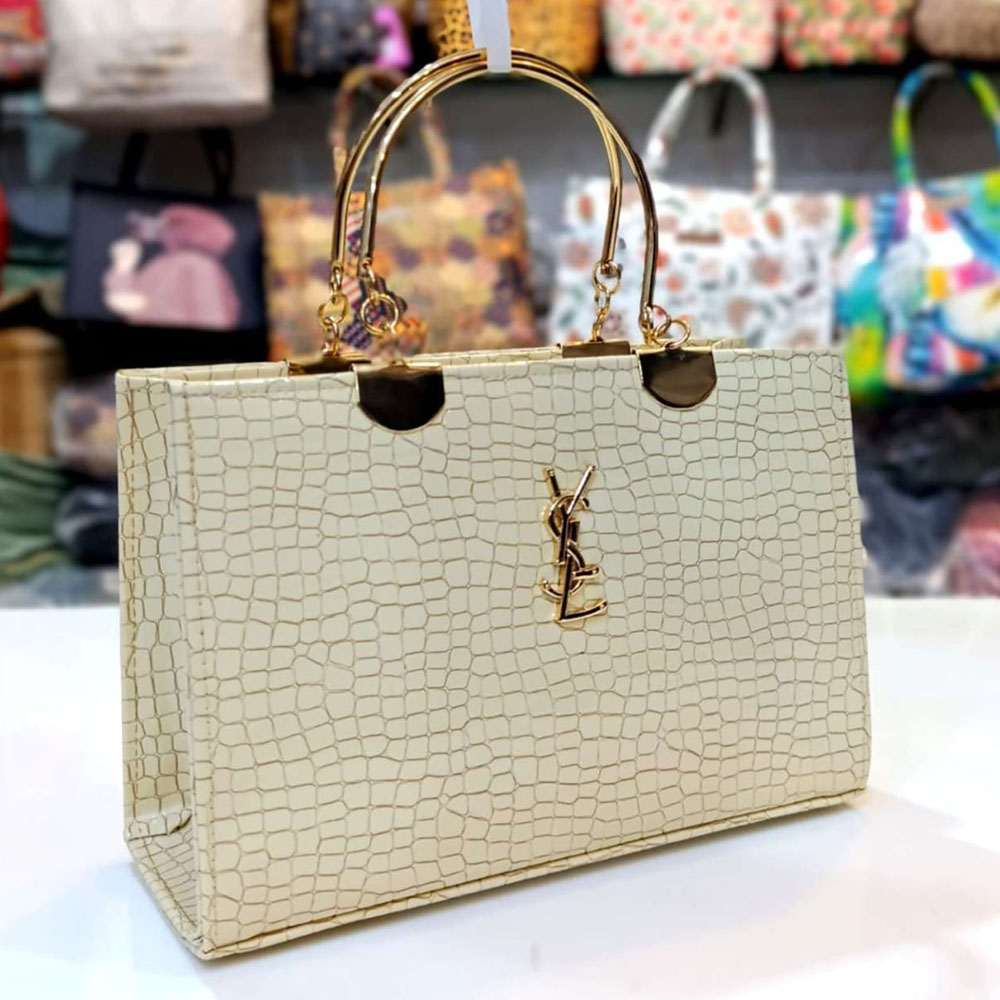 White Texture Handbag